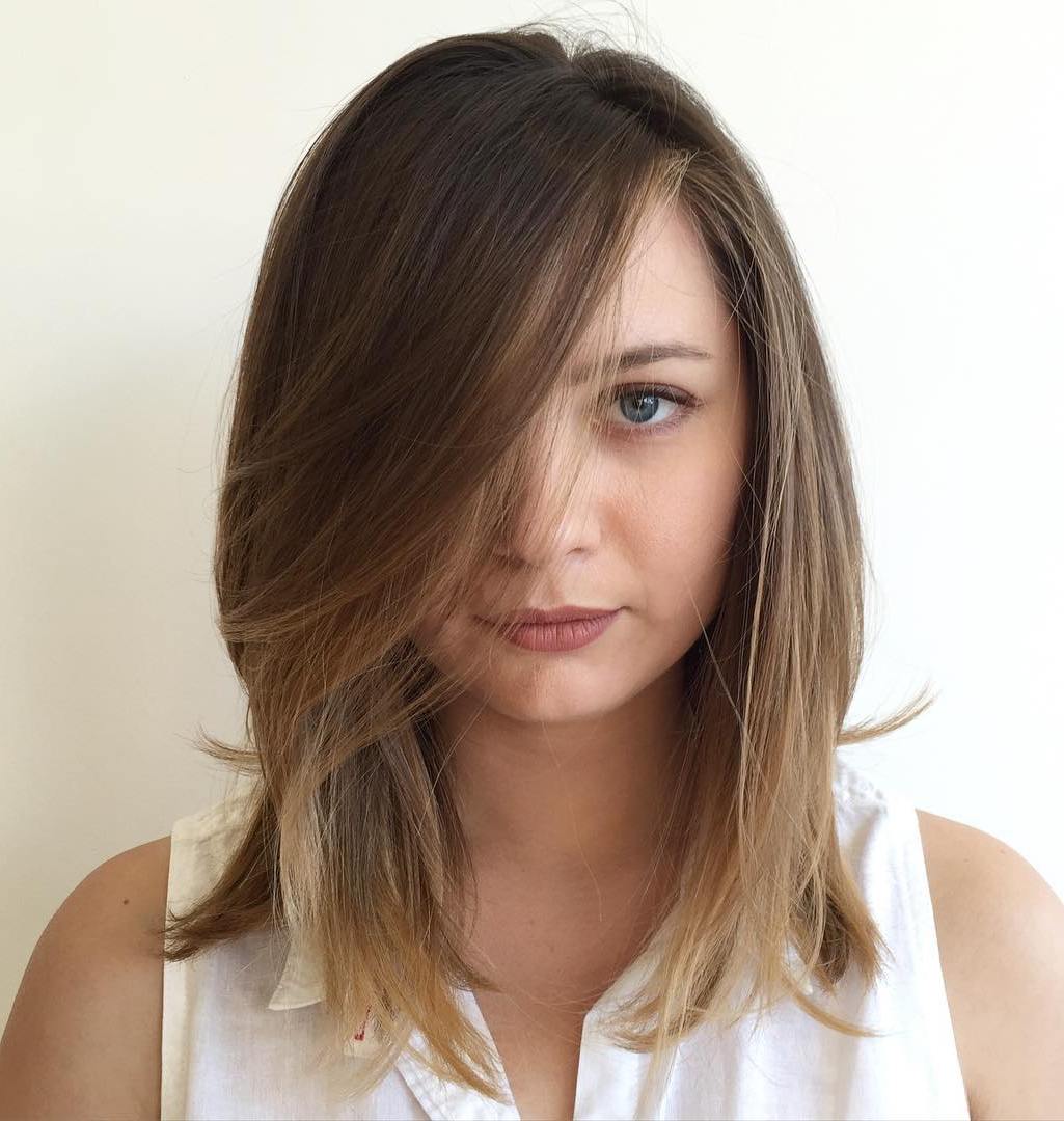 Shoulder Length Haircut with Deep Side Bang