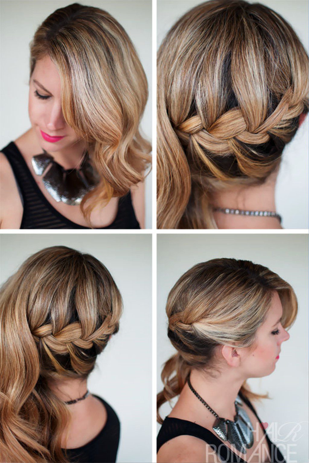 Side Swept French Braid Hairstyle For Wedding