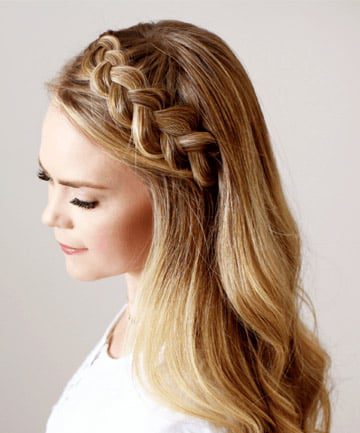 Side-Swept Front Dutch Braid Medium Hairstyle