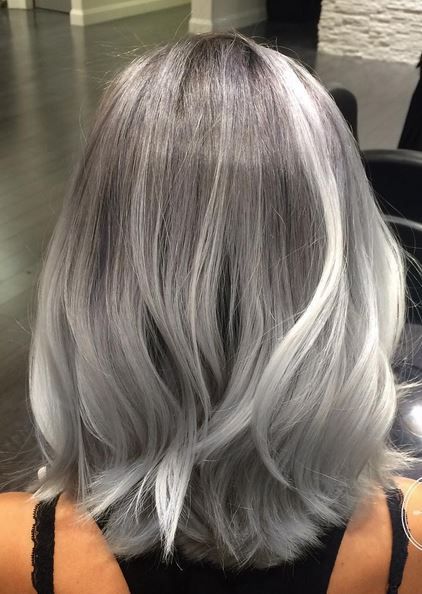 Silver Color Melt for Medium Length Hair