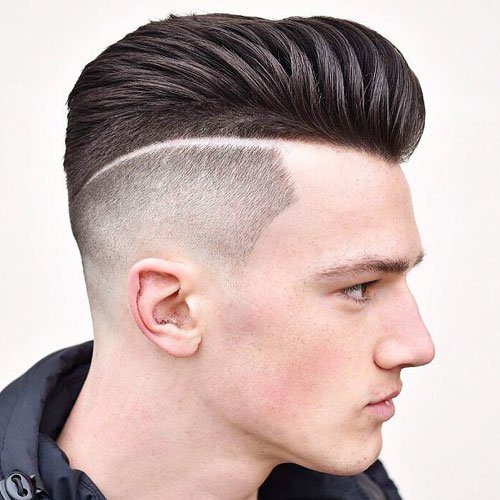 Textured Pompadour Fade with Line