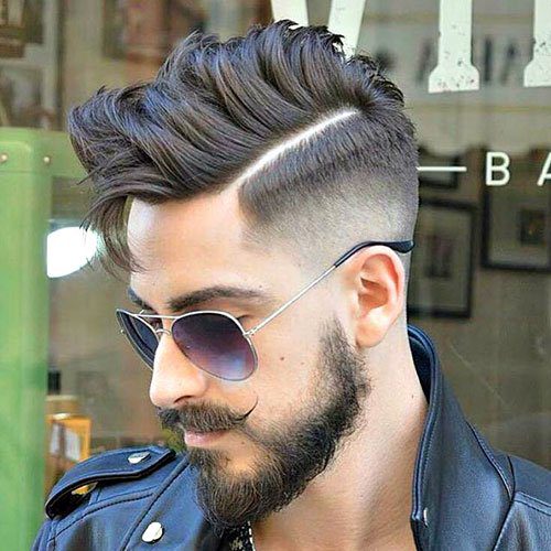 Textured Quiff Fade with Hard Part