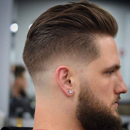 Thick Brushed Back Low Fade