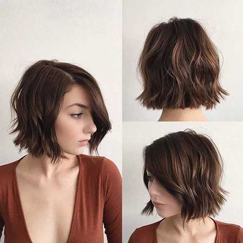 Tousled Blunt Brunette Bob