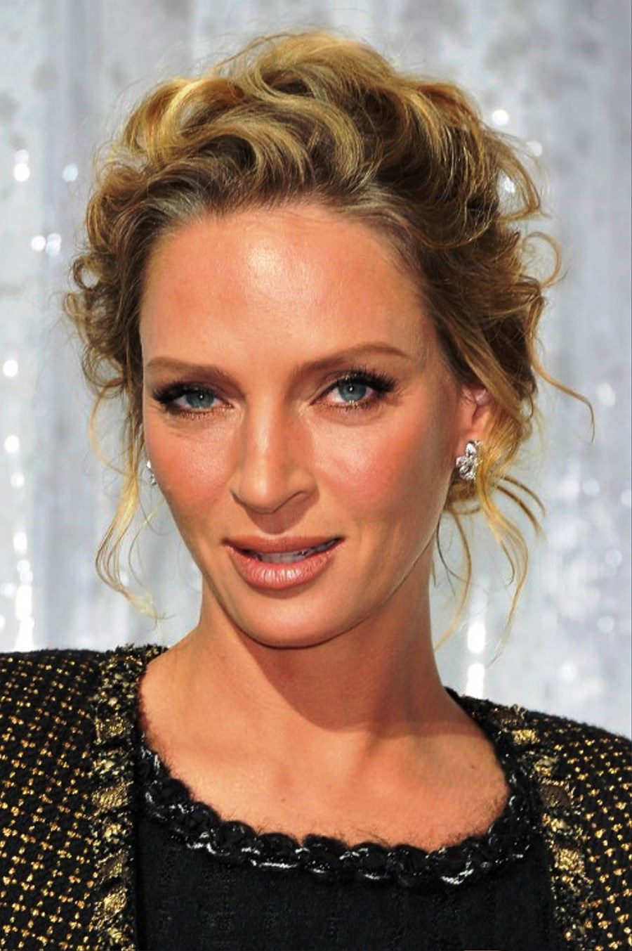 Uma Thurman Wavy Curly Updo Hairstyle