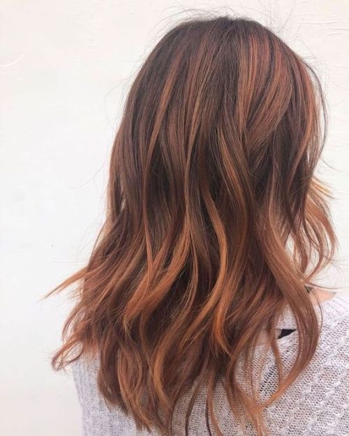 Warm Copper Balayage for Medium Hair