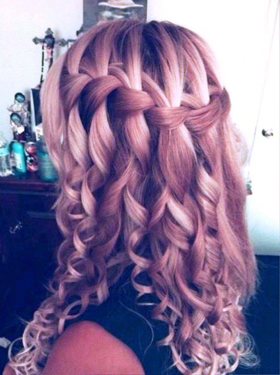 Waterfall Braid For Long Curly Hair