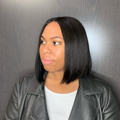 black bob hairstyles with middle part 2