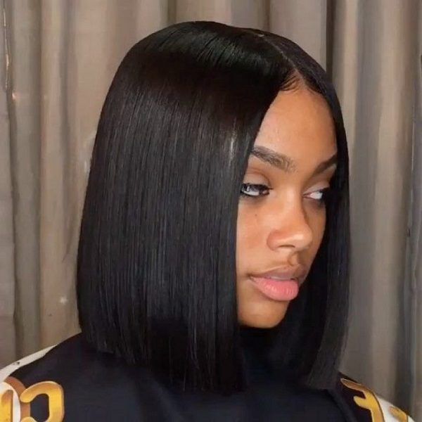 black bob hairstyles with middle part