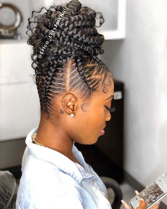 braided updo hairstyles for black hair 2020