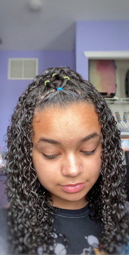 curly hair rubber band hairstyles 2