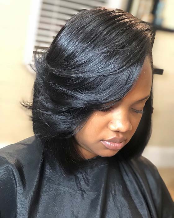 feathered bob hairstyles for black hair 