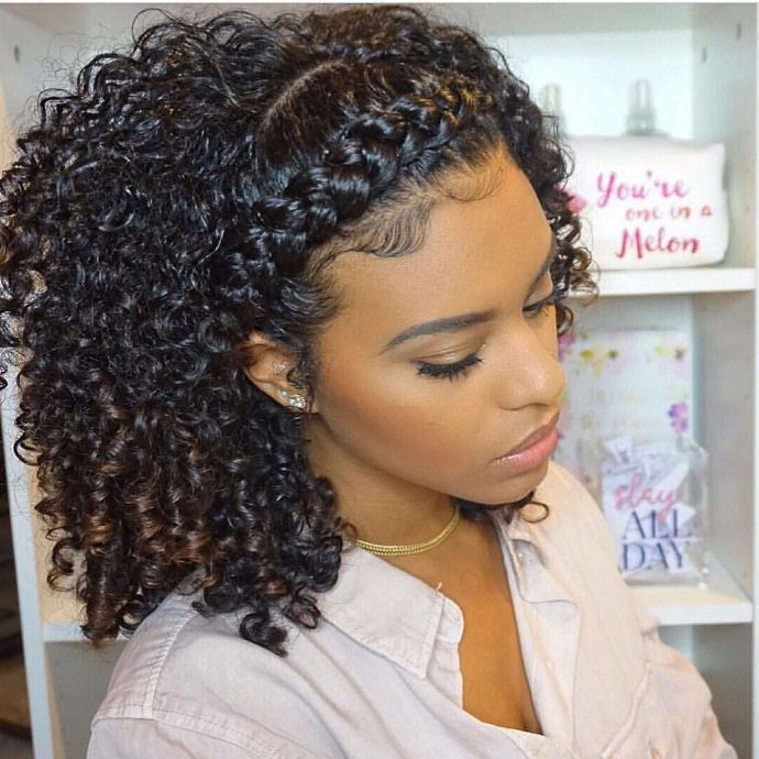 half braided half curly black hairstyles 2