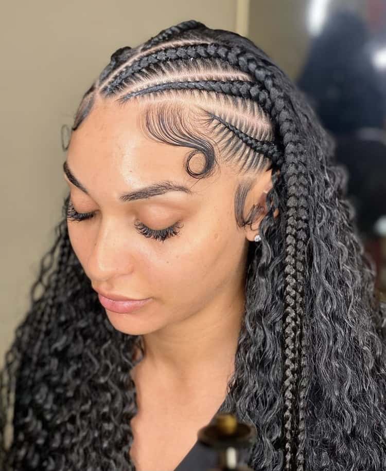 half braided half down black hairstyles 2