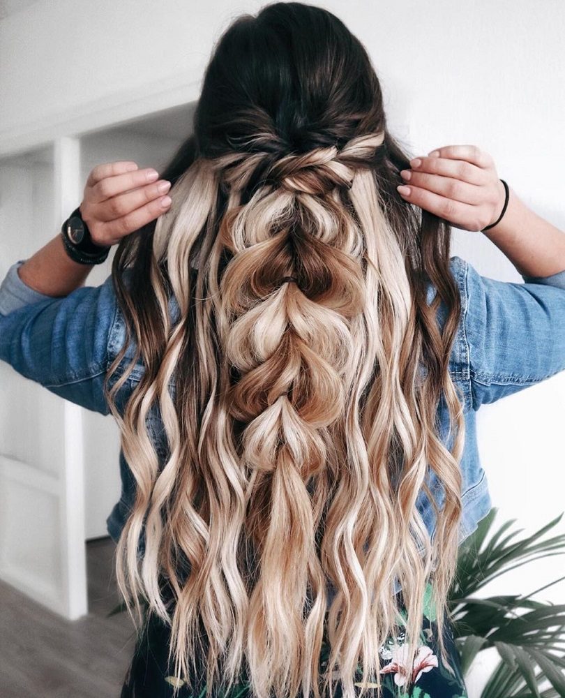 half up curly hairstyles for long hair