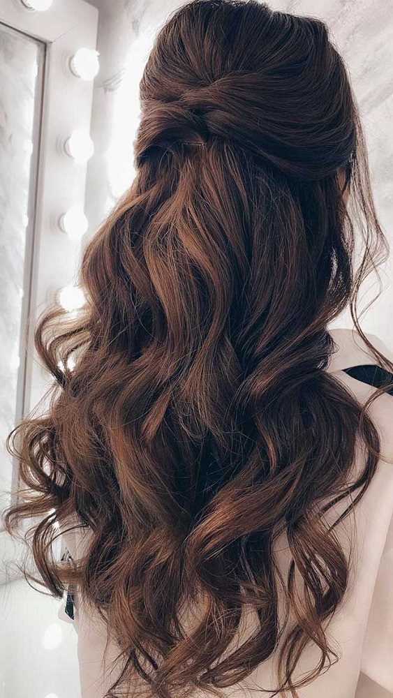 half up curly hairstyles for long hair