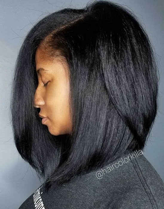 medium length black layered bob hairstyles