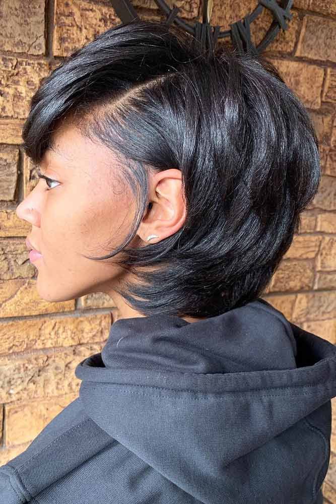 neck length black layered bob hairstyles