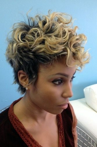 Short Curly Hairstyle Colored Top