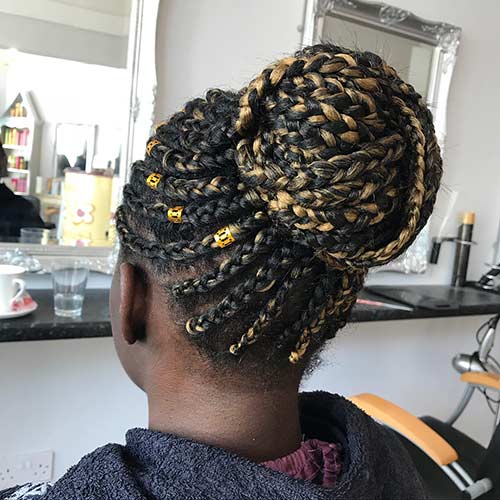 updo braided bun hairstyles for black hair 2