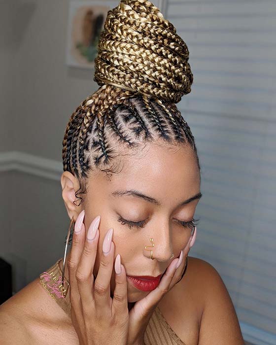 updo braided bun hairstyles for black hair